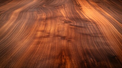 Fototapeta premium Close-up view of a rustic wooden countertop highlights intricate grain patterns and natural textures, providing a warm backdrop for culinary displays