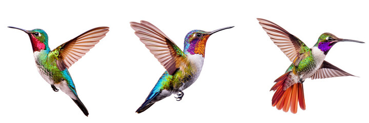 Obraz premium Ruby-throated Hummingbird, fly. 4k cutout isolate transparent background