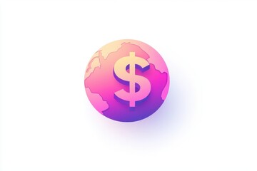 Obraz premium Global Currency Concept with Colorful Dollar Symbol on Earth Sphere