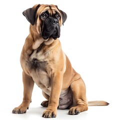 Obraz premium Majestic Bullmastiff Sitting Gracefully in Studio Lighting