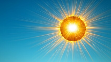 Fototapeta premium Solar eclipse, sun rays, blue sky, energy