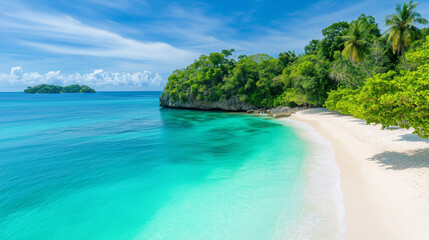 Fototapeta premium tranquil tropical island with secluded cove and soft waves