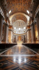 Stunning interior of an ornate historic cathedral with intricate architecture Coronation Day of Pope Benedict XVI .