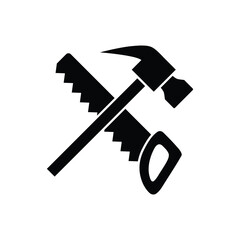  hammer and saw icon vector