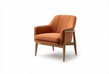 Comfortable Wooden Chair for Seniors: Photorealistic Vintage Home Product with Smooth, Round Design, Knitting and Sewing Details, Softbox Lighting, Isolated.

