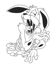 Spooky Cartoon Bunny Illustration With Expressive Features and Creepy Atmosphere For T-Shirt Designs