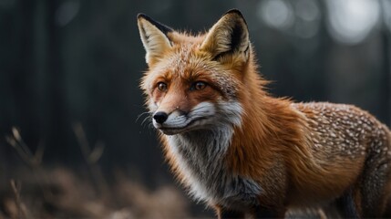 Naklejka premium Graceful Fox Among the Leaves