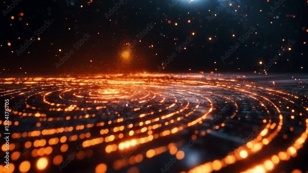 Poster Visual representation of quantum computing principles showcases dynamic patterns and interactions.