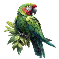 Fototapeta premium Green Parrot Perched on a Branch