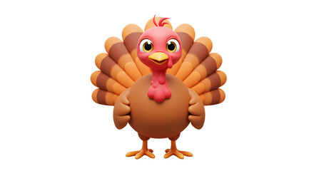 Adorable 3D Cartoon Turkey for Thanksgiving