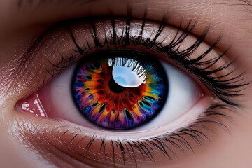 Eye with purple lenses