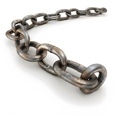 Obraz premium Realistic Metal Chain Links Connected on White Background