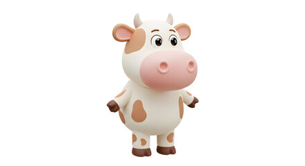 Adorable 3D Rendered Cow: A Cute Cartoon Cow