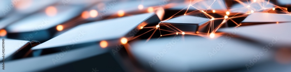 Aufkleber Futuristic Network Connectivity Dynamic Digital Transformation Visualizing AI-Powered Workflow Integration with Glowing Interconnected Nodes for Enterprise Innovation