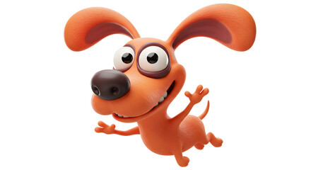 Joyful Orange Cartoon Dog in Mid-Air