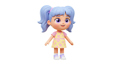 Adorable 3D Render of a Cute Little Girl with Pastel Outfit