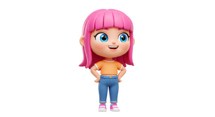 Adorable 3D Render of a Happy Girl