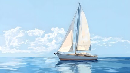 Fototapeta premium Professional Sailing Boat Illustration on Isolated Background for Design Projects