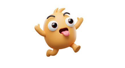 Playful Orange Monster 3D Render