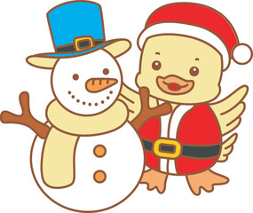 Cute Duck christmas vector icon. Funny baby Duck animal series christmas illustration.