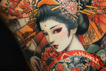 Intricate Japanese Tattoo Design Close Up Of Traditional Ink Work On