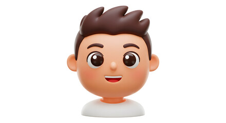 Adorable 3D Cartoon Boy, Cheerful Expression, Digital Art