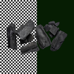 Realistic Charcoal Texture for Grilling and Art Supplies on transparent background, png, psd
