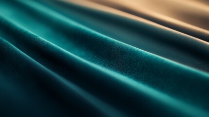 Obraz premium Close-up view of shimmering velvet fabric featuring a gradient from emerald green to deep teal, reflecting light beautifully for sophisticated designs
