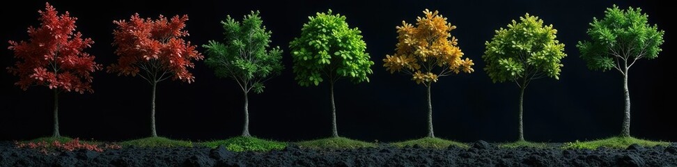 Obraz premium Branches and leaves of a tree on black ground, plants, nature, tree
