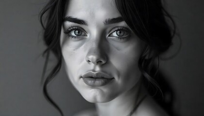 Muted Black-and-White Profile Portrait of a Woman