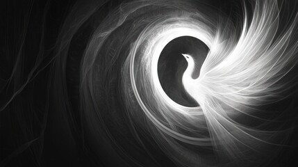 White Phoenix in Abstract Spiral