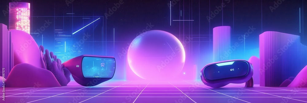 Poster Mixed reality background featuring augmented reality UI elements and futuristic digital textures for design projects and creative applications