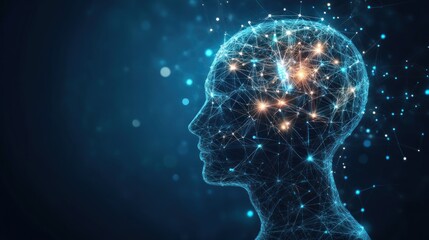 Obraz premium Abstract digital brain profile