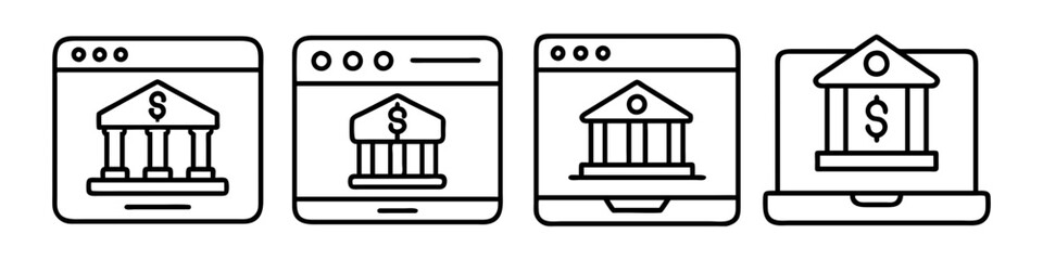 online banking icon, online banking line art - simple line art of online banking, perfect for online banking logos and icons