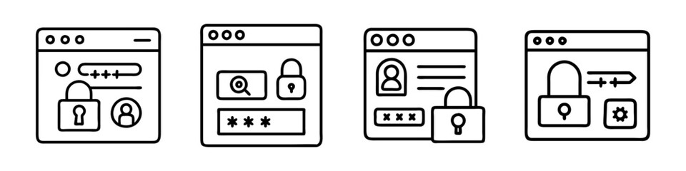 password manager icon, password manager line art - simple line art of password manager, perfect for password manager logos and icons