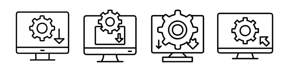 software installation icon, software installation line art - simple line art of software installation, perfect for software installation logos and icons