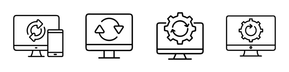 software update icon, software update line art - simple line art of software update, perfect for software update logos and icons
