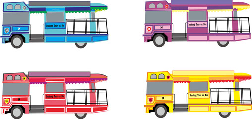 vector illustration of Bandros image, Bandung tour on bus, West Java bus icon