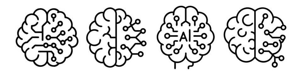 ai brain icon, ai brain line art - simple line art of ai brain, perfect for ai brain logos and icons