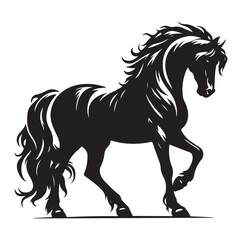 Horse vector silhouette design, isolated white background.