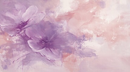 Soft floral brushstrokes with pastel hues create a delicate feminine design featuring a prominent bloom in pink and lavender tones