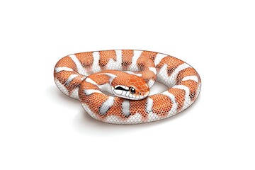 Naklejka premium Coiled Orange Snake for White Background.
