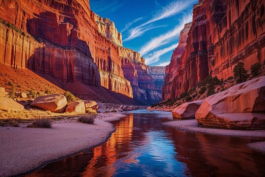 Majestic Grand Canyon: Colorado River Reflections at Sunset