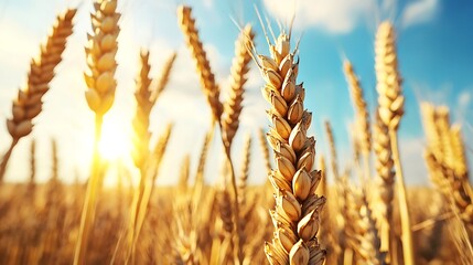 Golden wheat harvesting at sunrise aerial perspective of rural agricultural growth