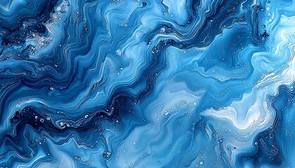 Obraz premium Blue Liquid Marble Abstract Art.