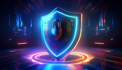 Fototapeta premium security shield and dollar symbol on blue background