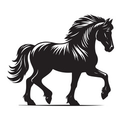 Horse vector silhouette design, isolated white background.