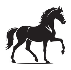 Horse vector silhouette design, isolated white background.