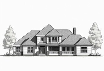 Discover the foundation of home design with this meticulously crafted architectural blueprint of a house, showcasing structural elements and spatial relationships, ideal for students, hobbyists, and a