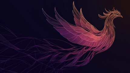 Obraz premium Flying Phoenix in Abstract Dark Space